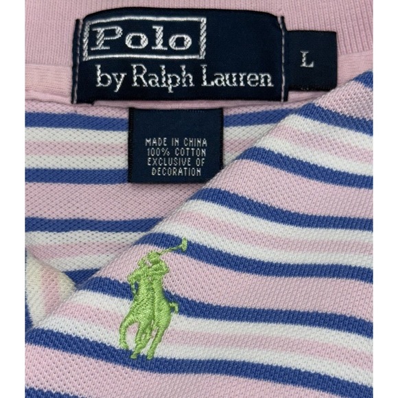 Vintage Polo Ralph Lauren Shirt Men's L White Pink Blue Striped 90's Y2K‎ Street - Picture 1 of 7